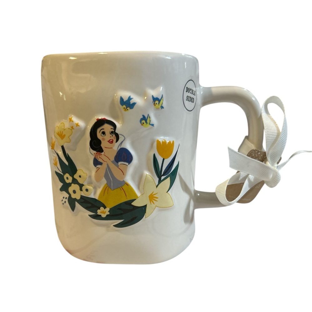 Rae Dunn Snow White Ceramic Mug with Floral Design